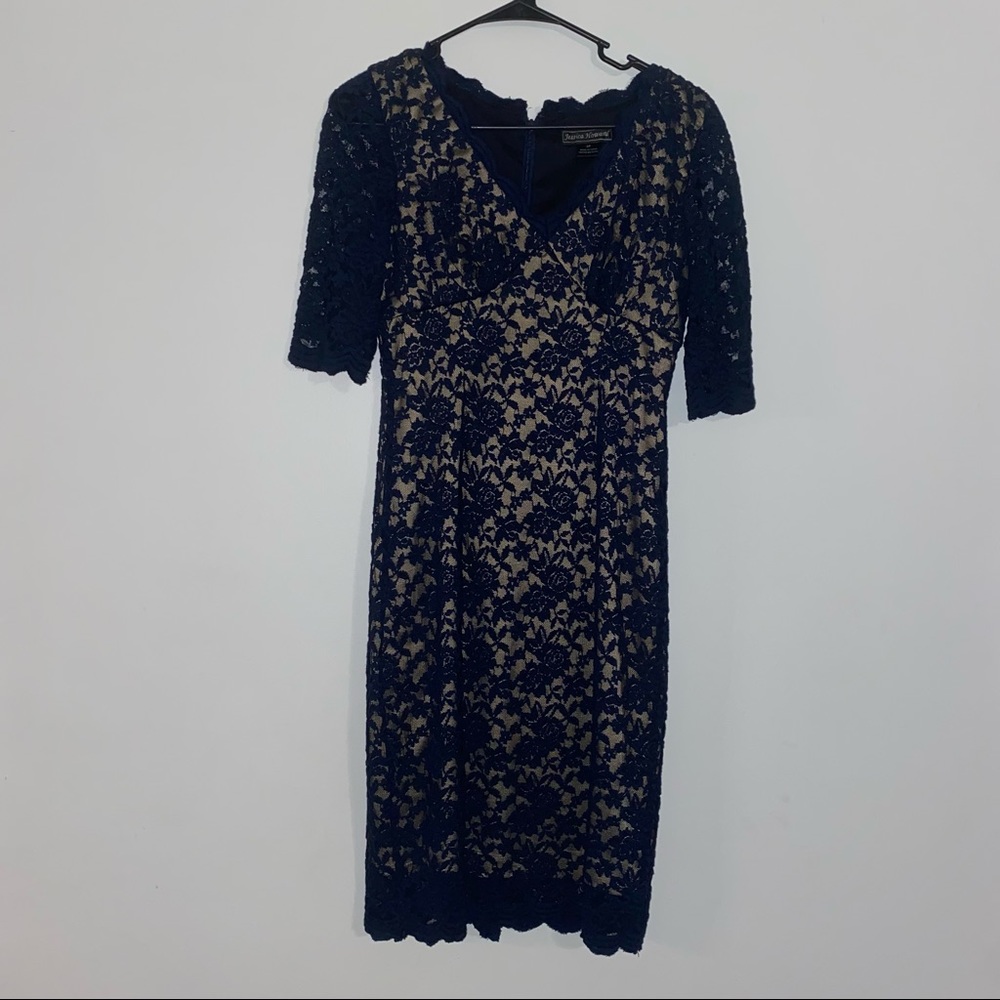 Price Reduced! Jessica Howard Women’s Navy Blue Scalloped Midi Dress